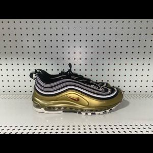 Nike Air Max 97 Black Metallic Gold Mens Athletic Shoes Size 10 AT5458-002